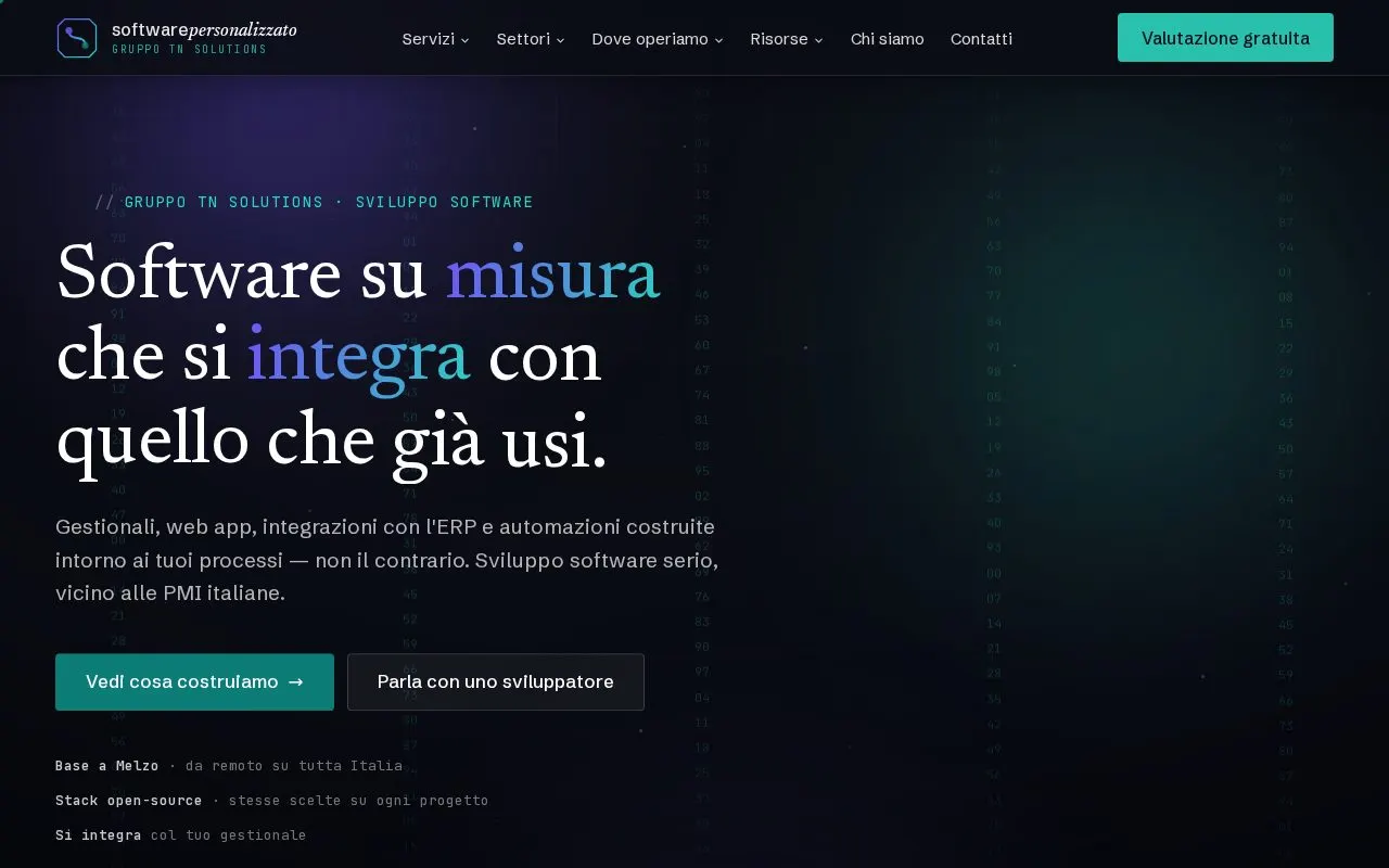 La home page di SoftwarePersonalizzato.com oggi